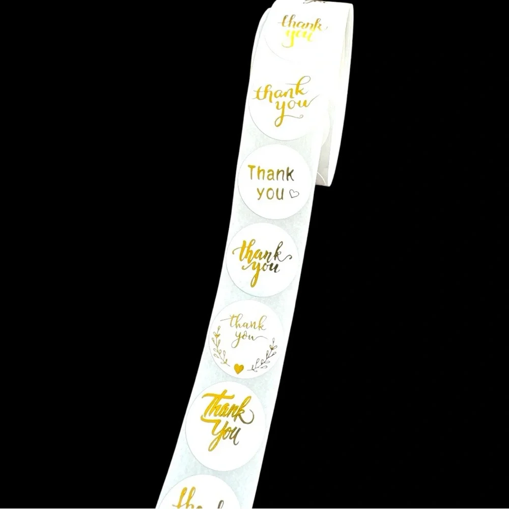 thank you stickers Gold (variety pack) 1in round | shipping supplies - Picture 8 of 9